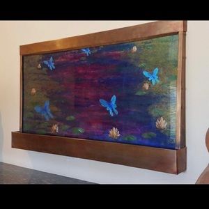 Monets Dream Wall Fountain. Brass and Acrylic